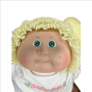 Vintage Cabbage Patch Kids Doll Blonde Yarn Hair, Green Eyes 1980s Pre-Own